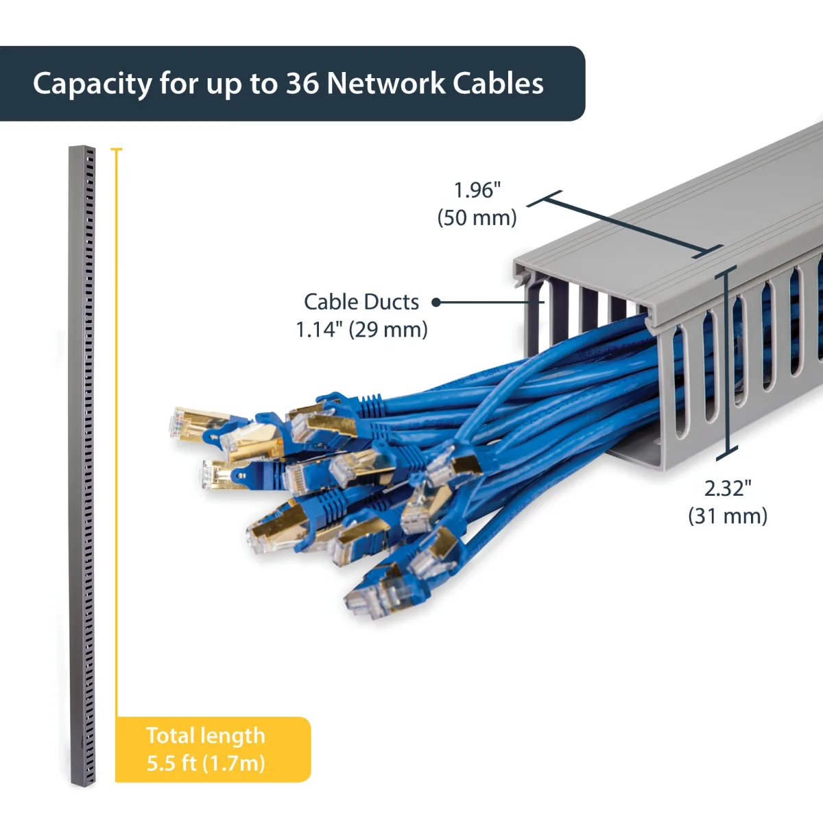 2X2IN OPEN SLOT CABLE RACEWAY DUCT W/ COVER CABLE MANAGEMENT — image 5