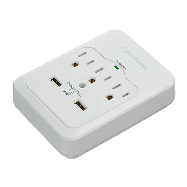 3 outlet surge wall tap with 2 USB ports — image 3