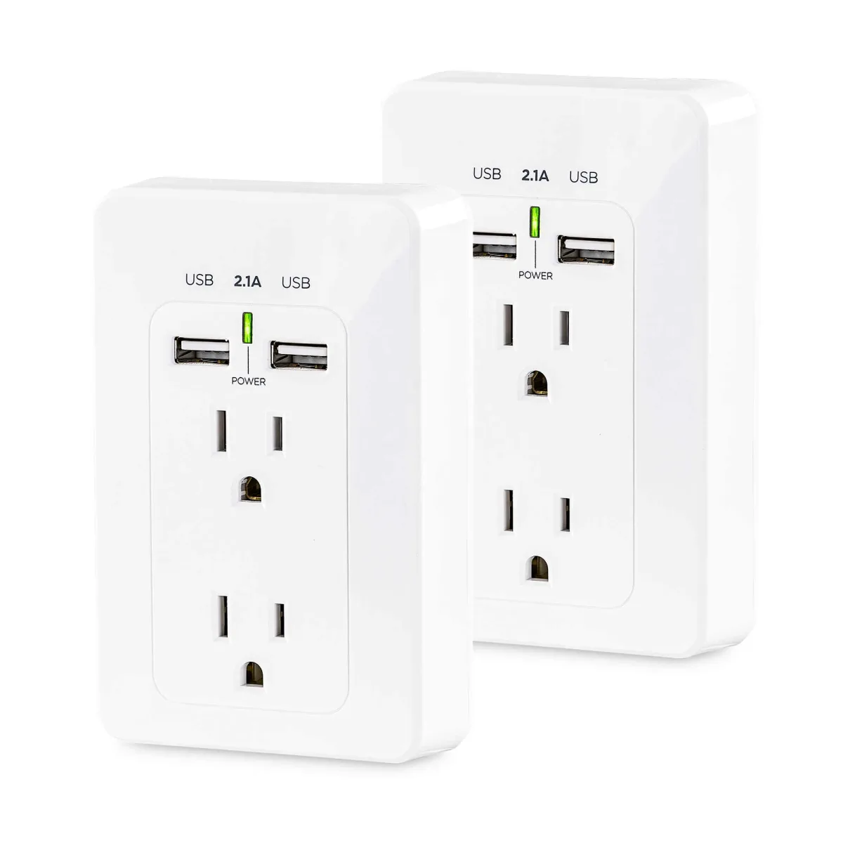 2-pk, 2 outlet wall taps with USB — image 3